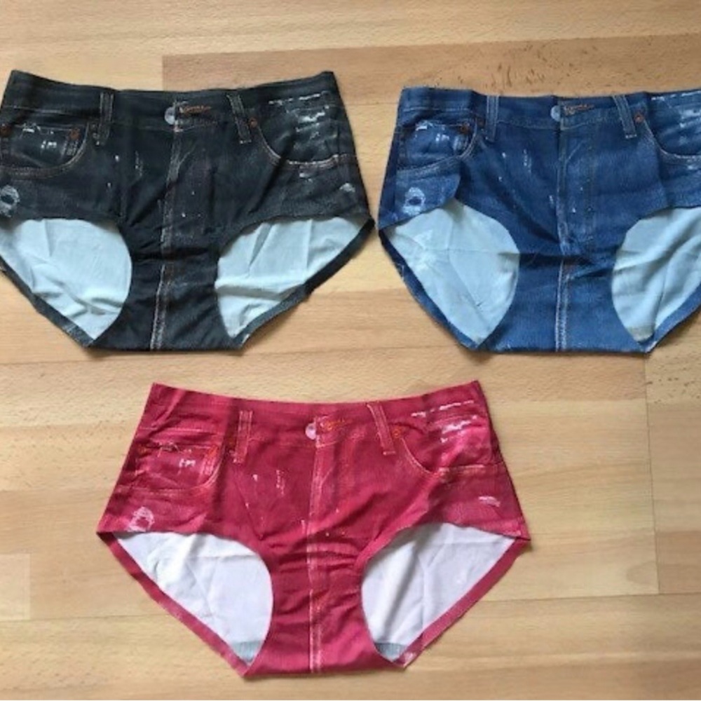 Bundle of 3 Women's Seamless Soft Denim Look Briefs Underwear